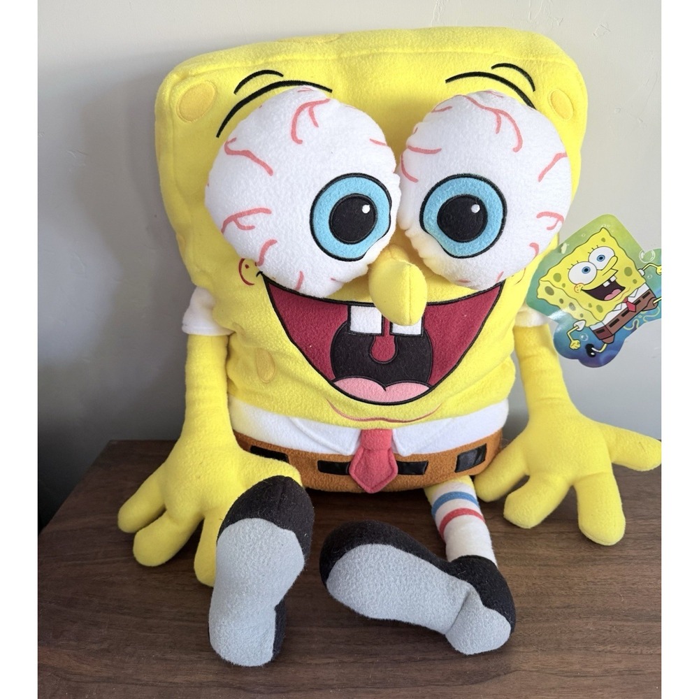 Vintage 2003 Nickelodeon SpongeBob SquarePants Bloodshot Eyes Plush Large 24"